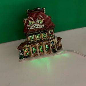 Christmas village house decorative with light green